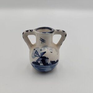 Vintage Delft Miniature Windmill Jug Porcelain 1"